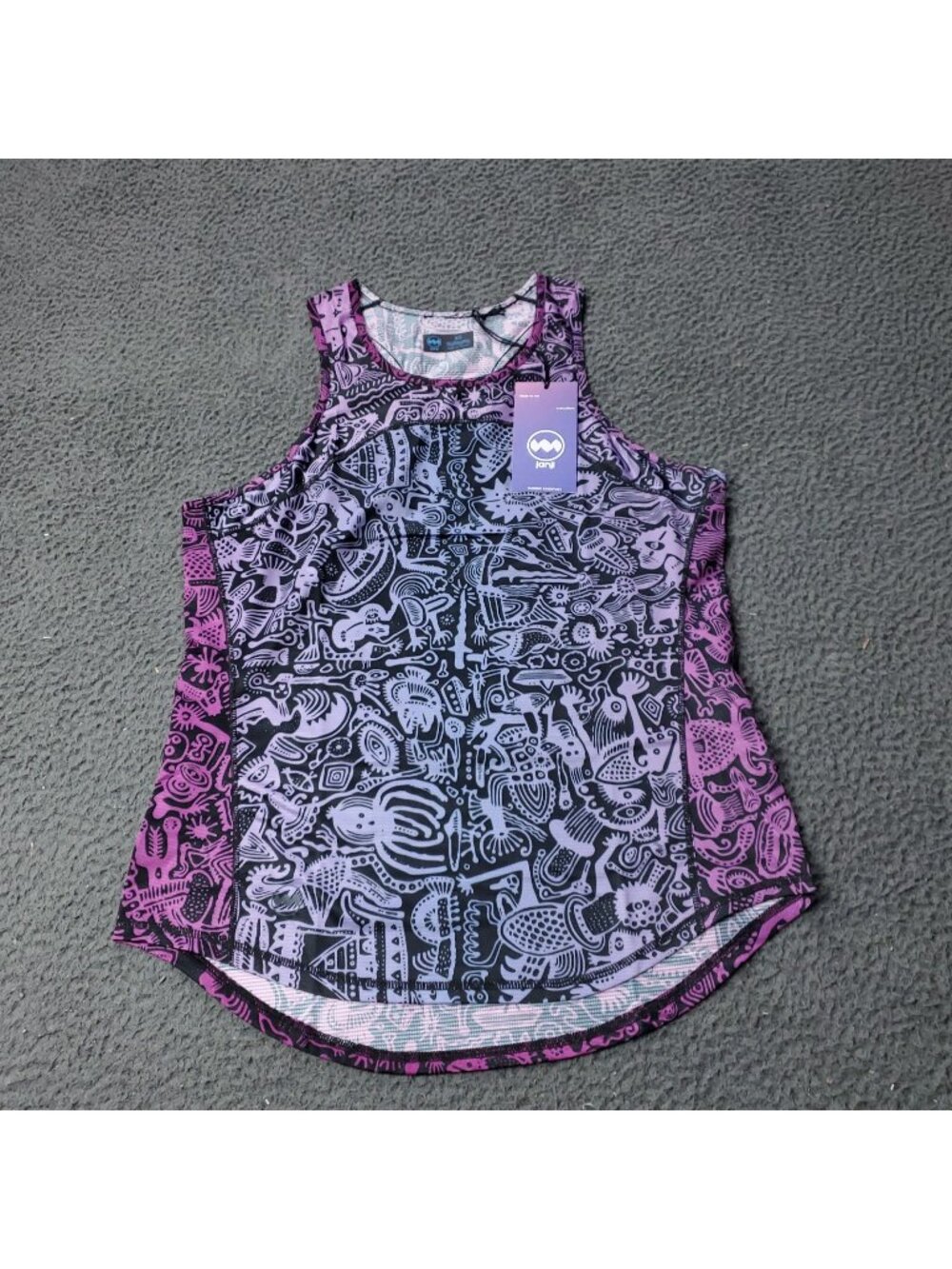 Janji Helio Tech Tank Top Batik Purple Polyester Womens XS Extra Small